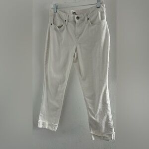 Lee Women's Off-White Cropped Straight-Leg Jeans